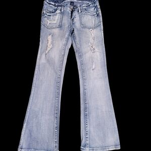 Amethyst Vintage Distressed Flare Jeans Sz 9